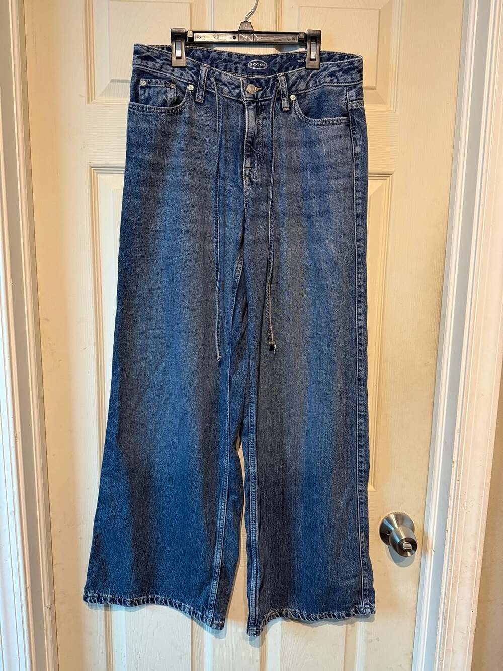 Scoop Wide Leg Jeans Size 2 Blue Denim Drawstring
